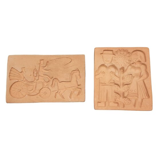 Cookie Stamps Cookie Press Horse and Carriage Danish Couple Clay Set of 2 - Picture 1 of 3
